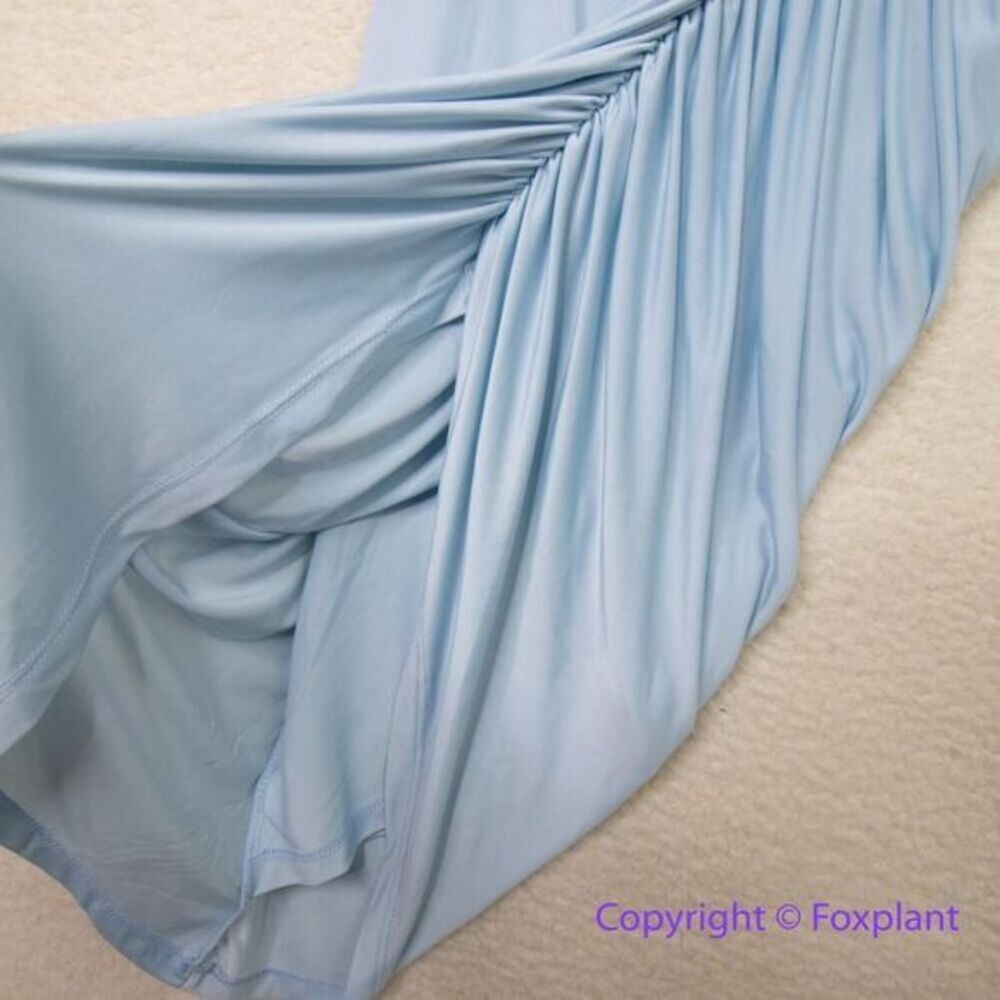 Eloquii Ruched One Shoulder Dress skyride blue ruched asymmetrical midi, size 16 - Picture 9 of 15
